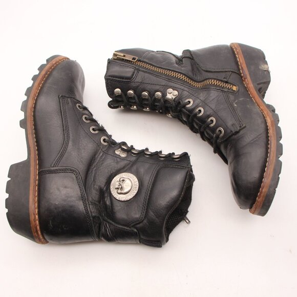 Harley Havidson Lace & Zip Motorcycle Biker Riding Boots Men\'s 11 Skull Vibram main image 8
